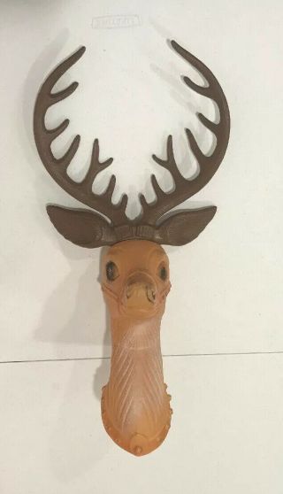 Rare Vintage Christmas Poloron Reindeer Plastic Blow Mold Head Only