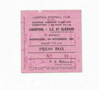 1981/82 European Cup Liverpool V A.  Z.  67 