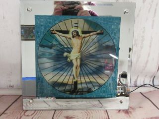 Rare Mid Century Lighted Kaleidoscope Motion Psychedelic Jesus Mirrored Picture 3