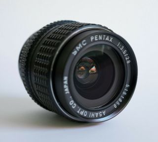 Pentax K - Mount 28mm F3.  5 With Voigtlander Sony E Adapter And Rare Hood