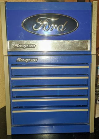 Snap On Tools Miniature Jewelry Top Tool Box - Rare - Ford - Blue - And Bottom