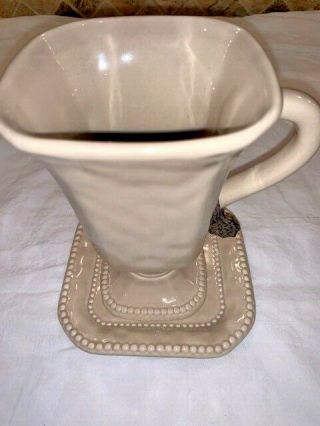 Set of 8 Rare Gracious Goods Ceramic Mugs with Saucer in Taupe 6 