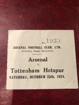 Very Rare Orig At Highbury Arsenal - Pre War - League V Tottenham 25th Oct 1924